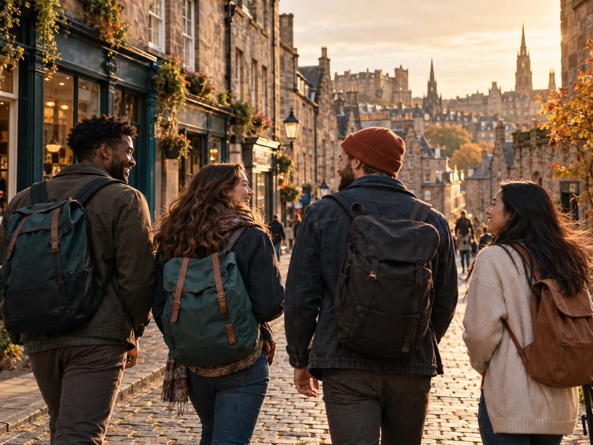 Friends exploring Edinburgh together